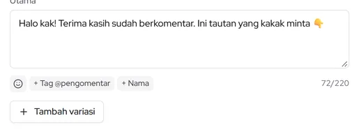 Tambah variasi teks DM