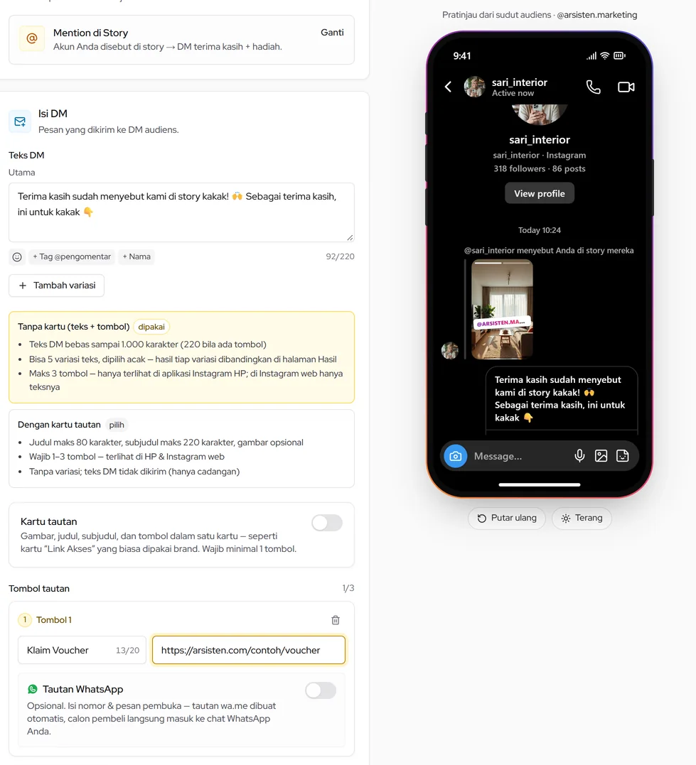 Isi DM terima kasih untuk yang menyebut akun Anda
