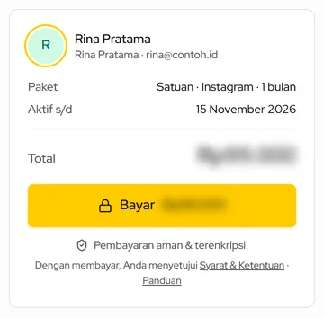 Ringkasan pesanan dan tombol Bayar