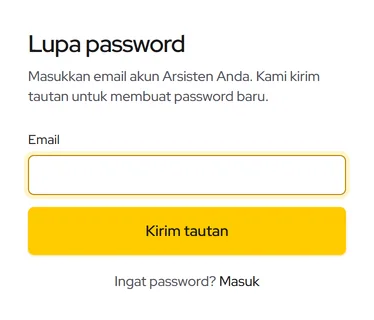 Halaman Lupa password: isi email akun lalu kirim tautan reset