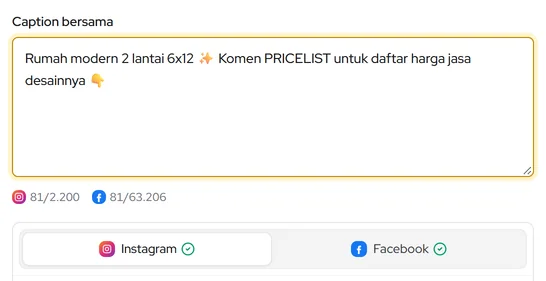 Caption bersama dan penyesuaian per platform